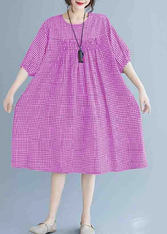 French o neck lantern sleeve clothes For Women pattern pink Dresses summer