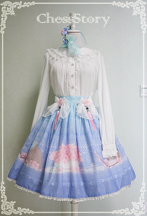 Chess Story~Peachblossom And Snow~Elegant Lolita Printed SK Dress