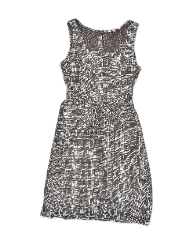FAT FACE Womens Belted Sundress UK 10 Small Grey Geometric Cotton