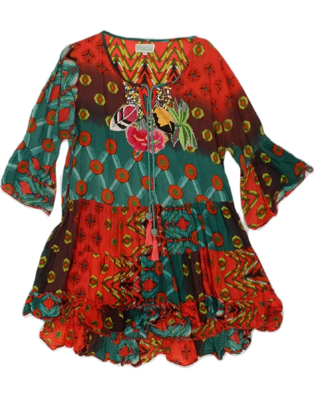 MARILA Womens 3/4 Sleeve Tunic Dress UK 16 Large Multicoloured Geometric