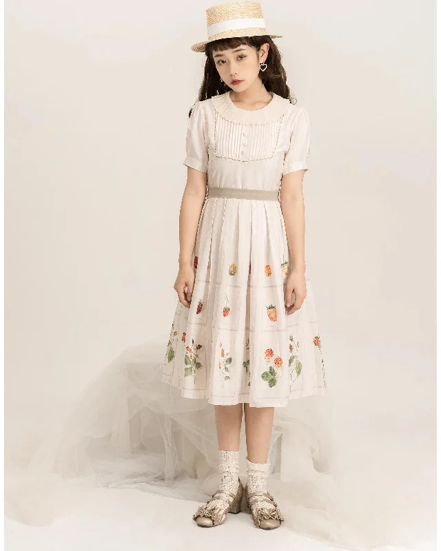 MOU~Moumier&Raspberry~Daily Lolita Dress Beige Short-Sleeve OP