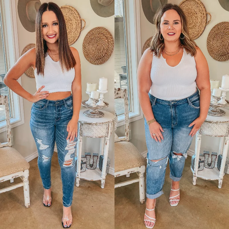 Dream Babe Notched Neckline Crop Tank Top in White silver tank top