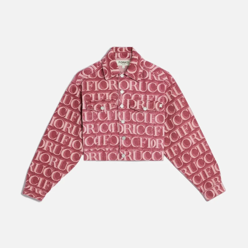 Fiorucci Monogram Oversized Denim Jacket - Burgundy Faux Fur Jacket Real Fur Jacket Shearling Jacket Fiorucci Monogram Oversized Denim Jacket - Burgundy Faux Fur Jacket Real Fur Jacket Shearling Jacket