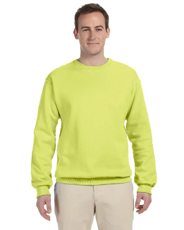Jerzees 50/50 Crewneck Sweatshirt | Safety Green Cotton Hoodie Fleece Lining Warmth
