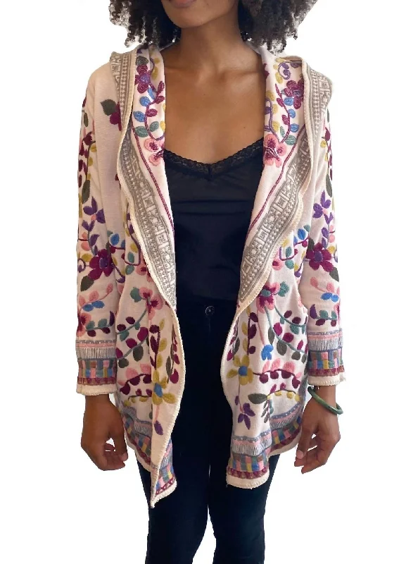 Sarini Short Hoodie In Alabaster Hoodie with Gradient Ombre Colorful