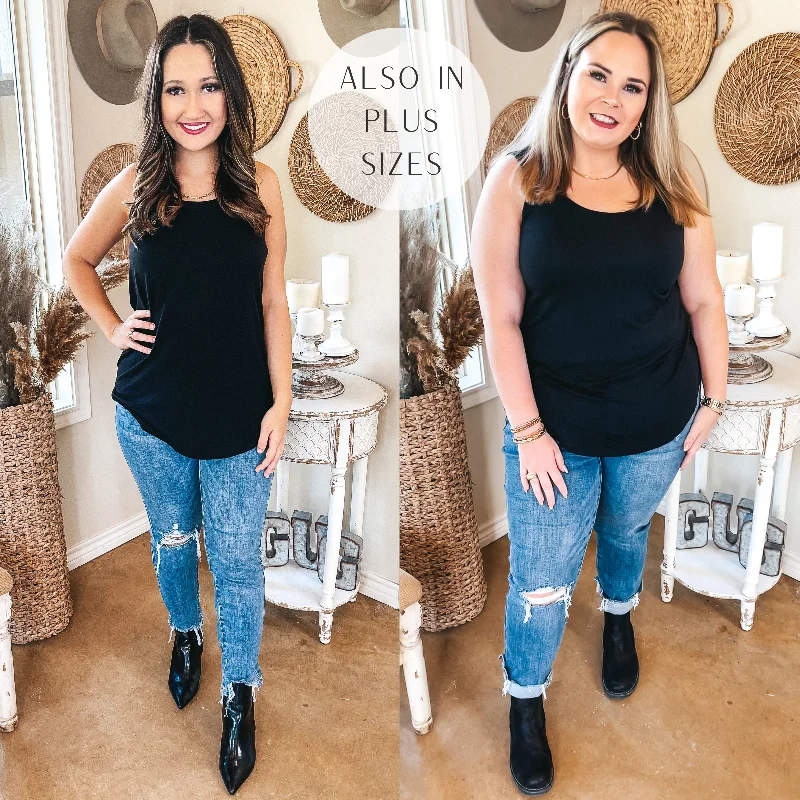 Always On Time Scoop Neck Tank Top in Black stylish tank top