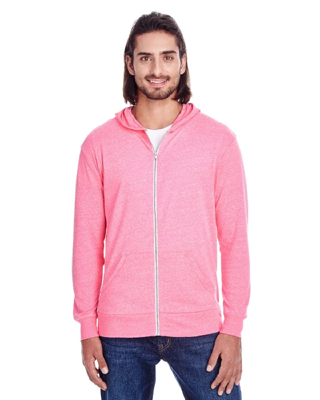 Threadfast Apparel Unisex Triblend Full-Zip Hoodie | Neon Pink Tribld Hoodie with Logo Branding Identity Threadfast Apparel Unisex Triblend Full-Zip Hoodie | Neon Pink Tribld Hoodie with Logo Branding Identity