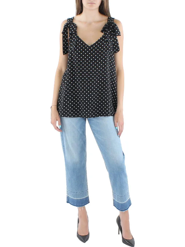 Womens Bow Shoulder V Neck Tank Top lace tank top