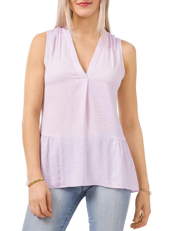 Womens Sleeveless Peplum Tank Top high neck tank