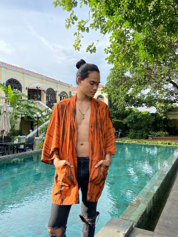 Yoda Unisex Kimono Jacket - Rust One-Shoulder Jacket Off-the-Shoulder Jacket Asymmetrical Jacket Yoda Unisex Kimono Jacket - Rust One-Shoulder Jacket Off-the-Shoulder Jacket Asymmetrical Jacket