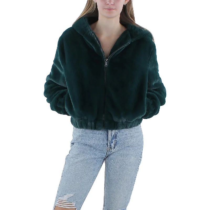 Womens Lightweight Cold Weather Faux Fur Coat Ultra-Light Down Coat