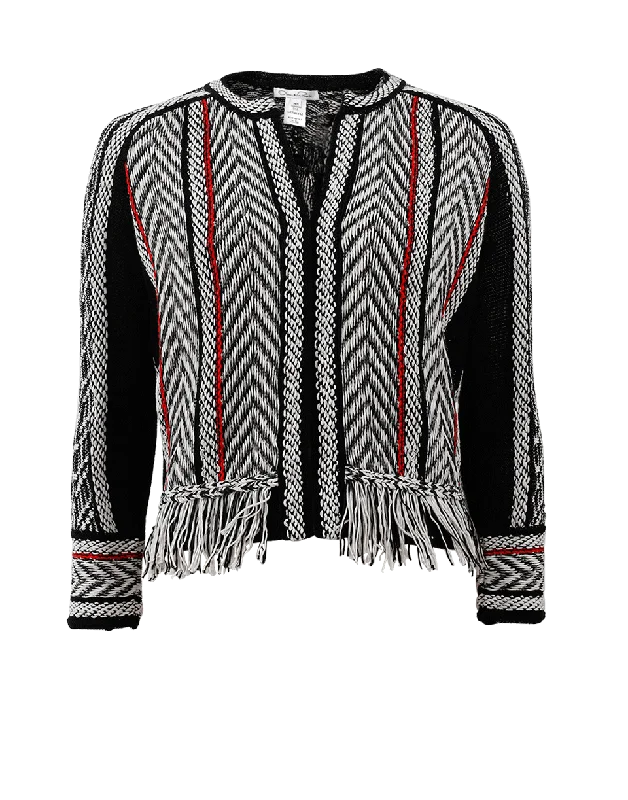 Fringe Cayenne Detail Jacket Ribbed Jacket Pleated Jacket Ruffled Jacket