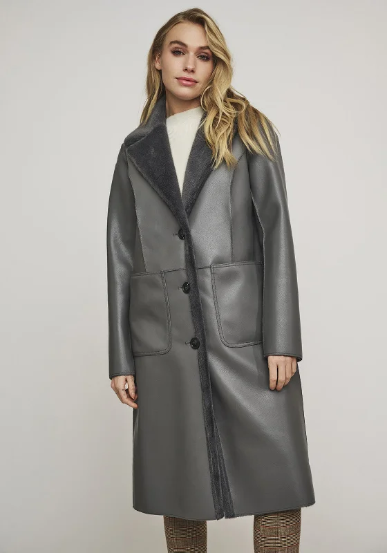 Rino and Pelle Jula Reversible Long Coat, Dark Grey Fleece Lined Windbreaker