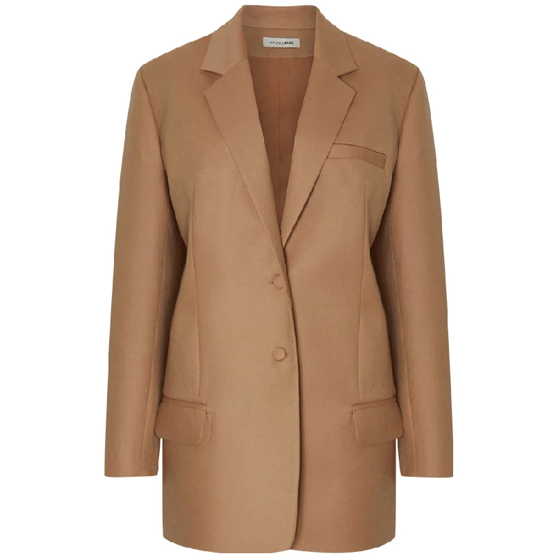 SLIM VIRGIN WOOL BLAZER "CAMILLE" IN CAMEL Linen Women's Suit