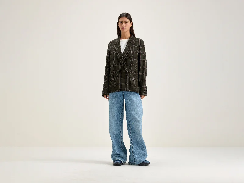 Vicken straight blazer (242 / W / CHECK A) Women's Long Blazer