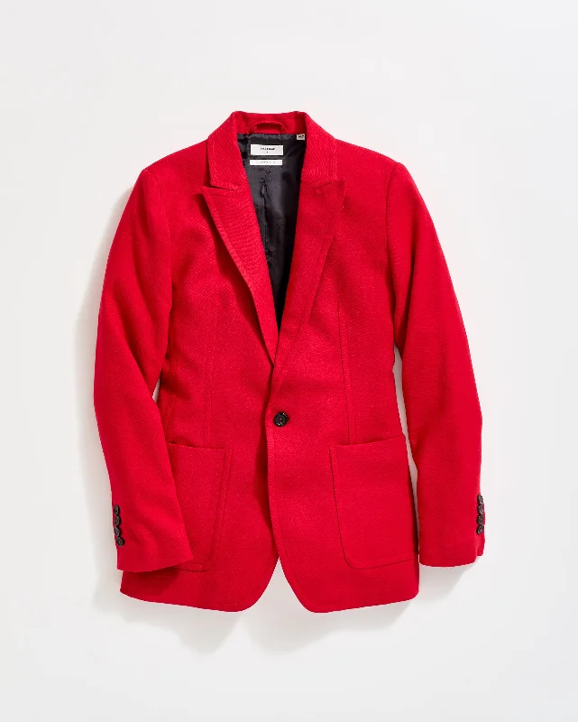 Wool Peak Lapel One Button Blazer Women's Vintage Jacket