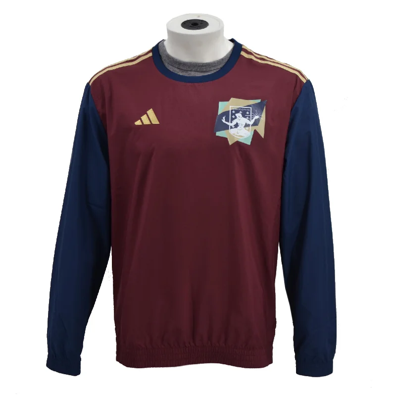 DCFC adidas Windbreaker Pullover- Maroon/Navy Square Neck Pullover