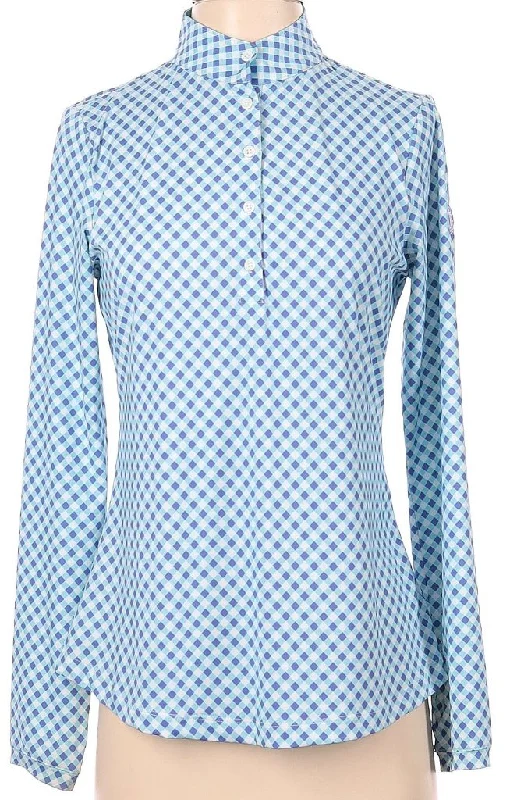 Fairway & Greene Emilia Mock Blue & Purple Plaid Button Pullover Size S MSP$130 High Neck Pullover
