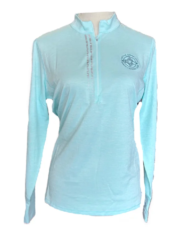 New Annika By Cutter & Buck Aqua Heather Golf Pullover w/ Logo Size M Cap Sleeve Casual