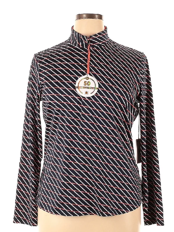 New Tail White Label Dark Navy, White & Coral Striped Golf Pullover Size XL Open Front Cardigan New Tail White Label Dark Navy, White & Coral Striped Golf Pullover Size XL Open Front Cardigan