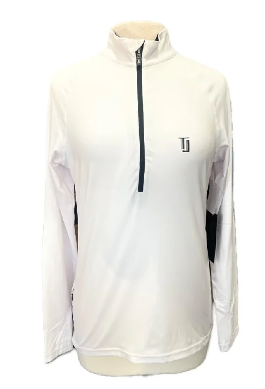 New Taylor Jordan Women's White Zip Mock Golf Pullover MSRP$100 Boyleg Sleeve Pullover