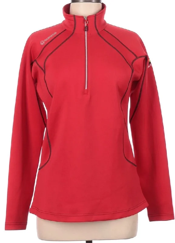 Sunice Women's Red Maddy Lightweight Stretch Thermal Pullover w/ Sleeve Logo Size M. MSP$100 High Neck Pullover