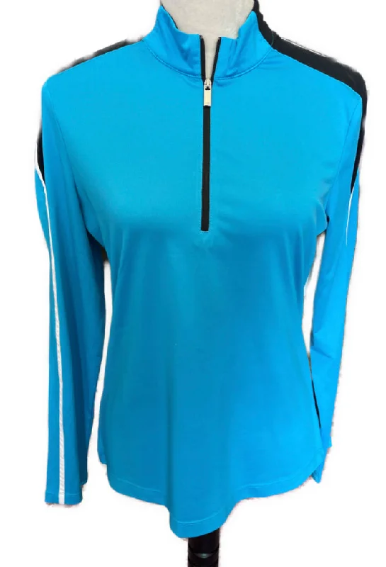 Tail White Label Turquoise Zip Mock Pullover Size M Lapel Neck Sweater