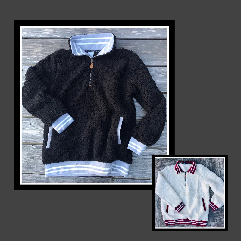 Vintage Sherpa Pullover (Black or Cream) Asymmetrical Neck Pullover